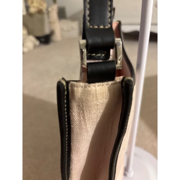 Vintage Ralph Lauren Beige Linen Handbag With Black Leather Trim - Picture 16 of 16